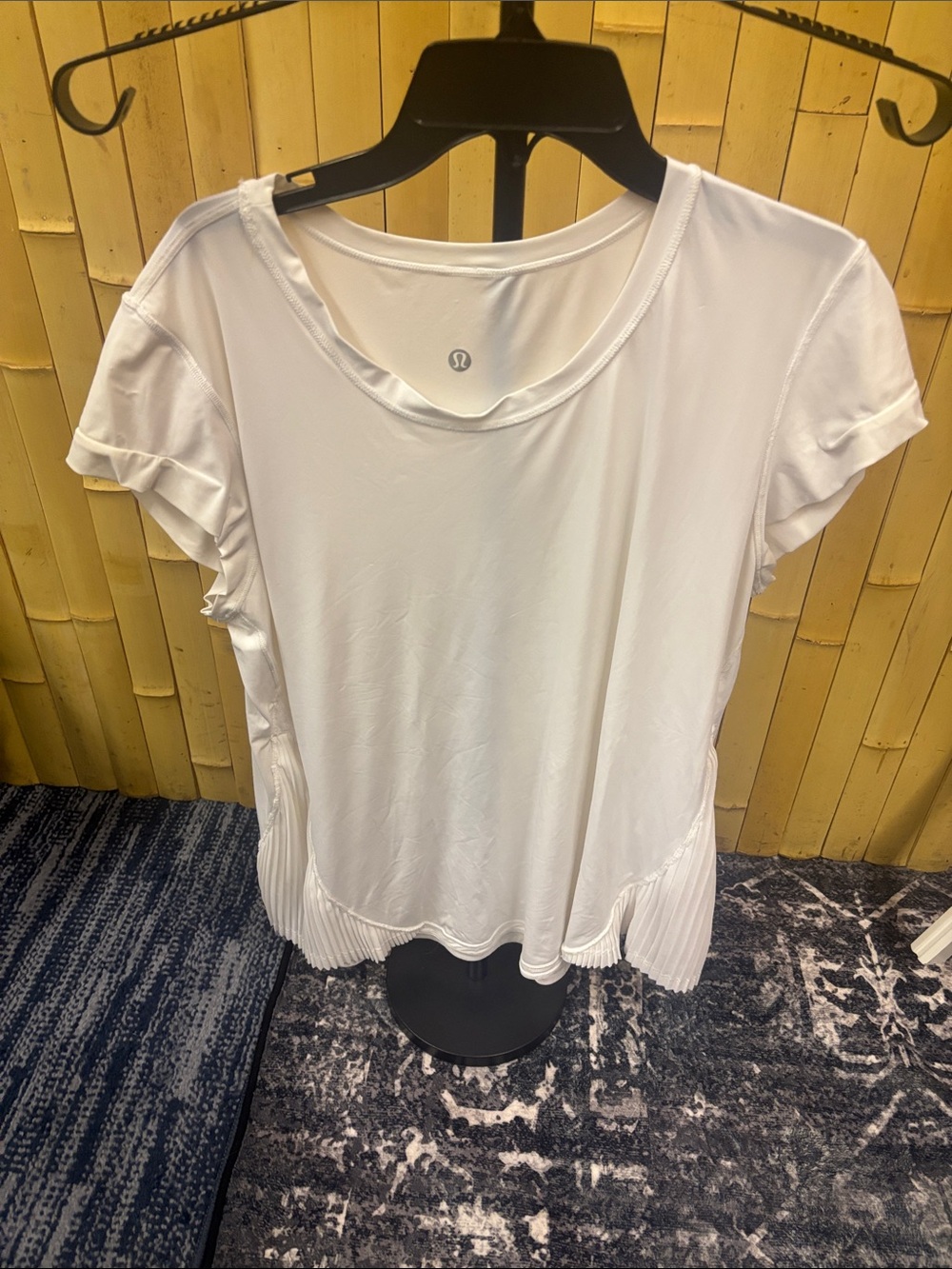 lululemon athletica White Short Sleeve Top with Pleated Hem